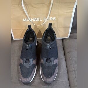 Michael Kors Black and Brown Slip-On Sneakers